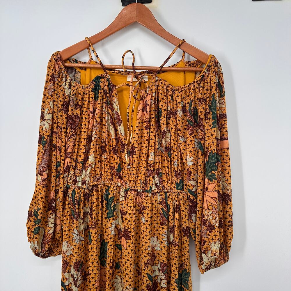 ULLA JOHNSON Floral Printed Noemi Cold Shoulder Midi Dress // S - Picture 5 of 14
